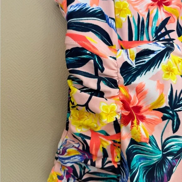 Old Navy Square Neck Pink and Yellow Floral One Piece Swimsuit - Picture 4 of 10